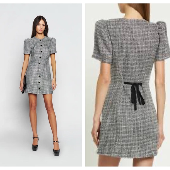 Reformation Dresses & Skirts - Reformation Olivette dress size 8 black/white tweed NEW NWT
